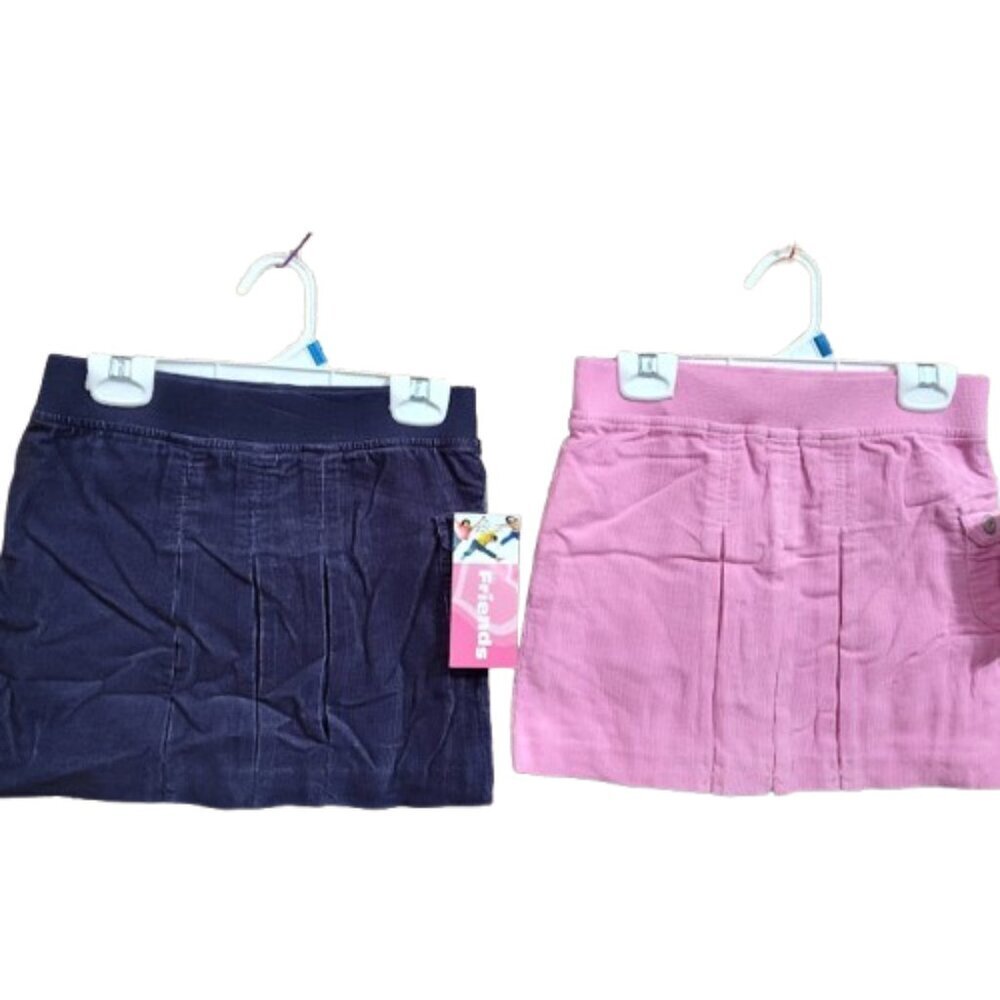 2 Just Friends Girl Corduroy 100% Cotton Y2K Skirts Pink and Navy Size 6 NWTs